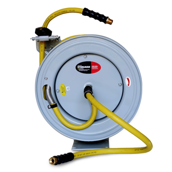 Enclosed Spring Garden Center Water / Pneumatic Hose Reel with 50-Foot 1/2" ID Hose